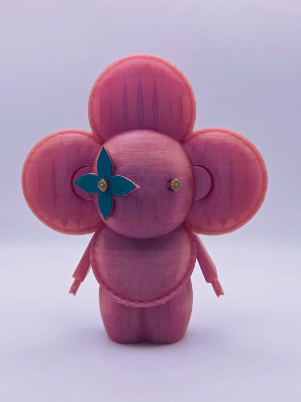 Pink 3D Figurine Vivi with Teal Petal Accent